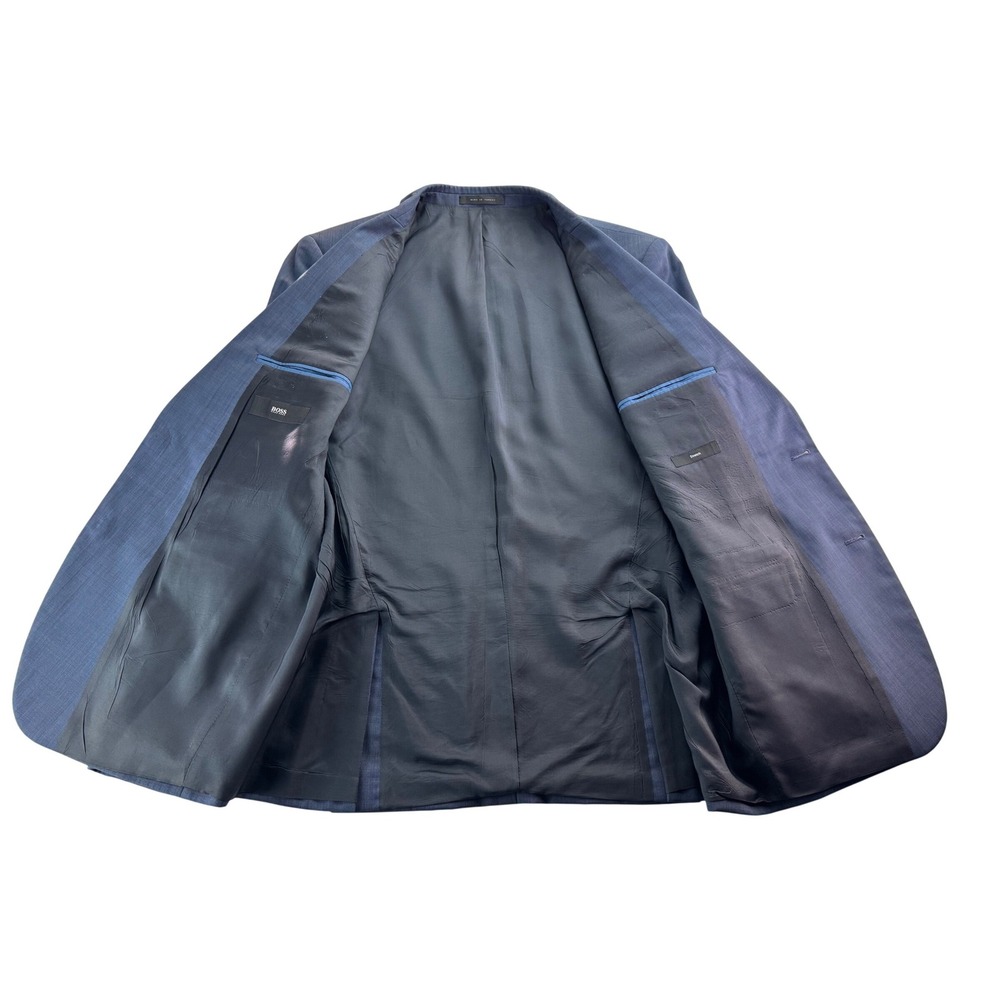 HUGO BOSS Mens Blue Wool Blend Sport Coat Blazer Jacket Size 44R Two Button - Picture 5 of 16